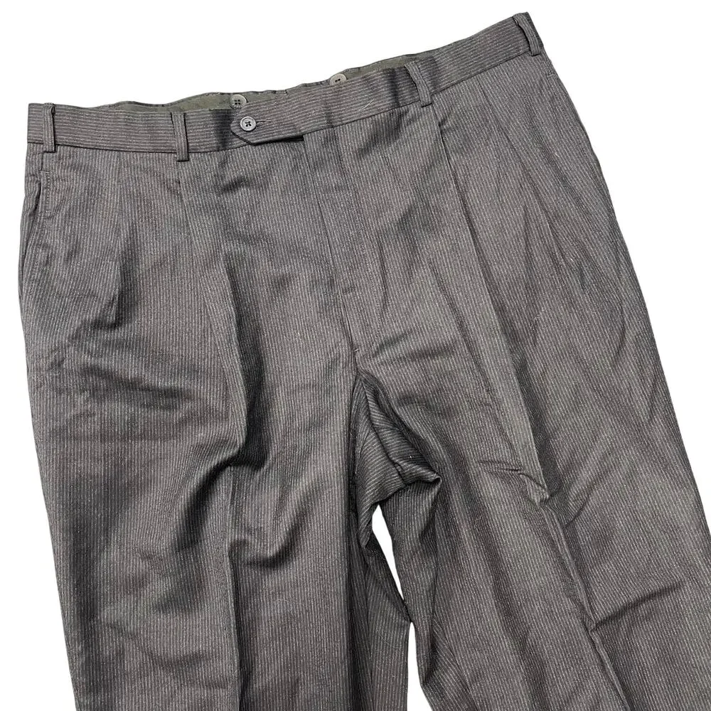 Brooks Brothers Pinstripe Slacks Gray Pants 100% Worsted Wool Super 100s